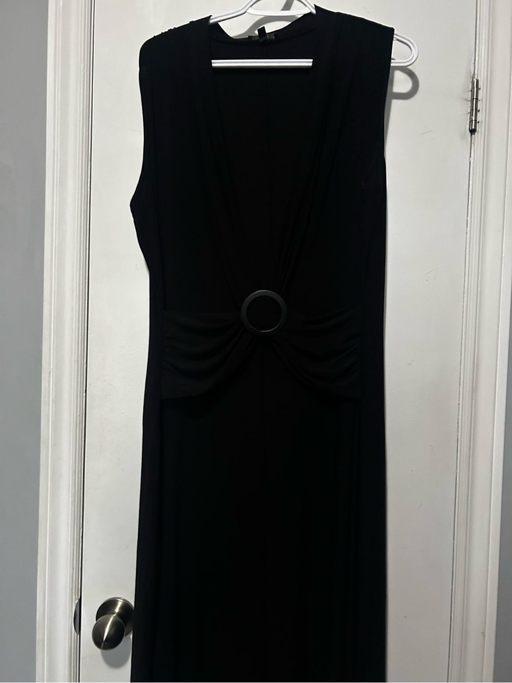 Encore Jeans Black Sleeveless Midi Dress with Ring Accent